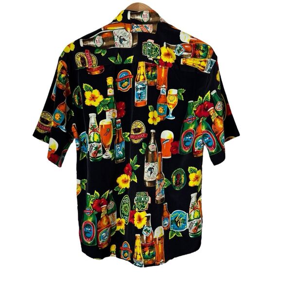 Vtg Montello Club Mens Medium Floral Beer Print Button Up Shirt Short Sleeve - Picture 7 of 10